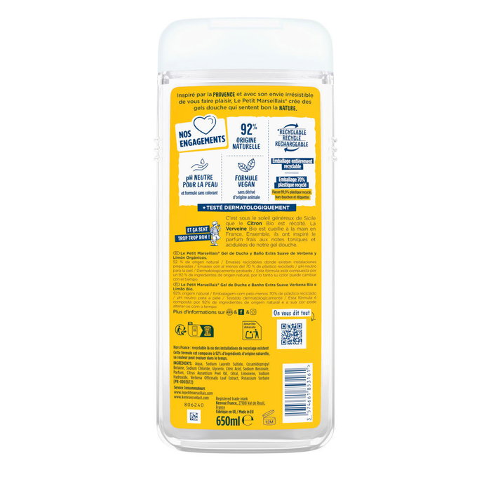 Le Petit Marseillais Gel de Ducha Limón y Verbena Bio 650 ml