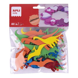 APLI Goma Eva Formas Adhesivas Dinosaurios Surtido Bolsa de 40 (Set de 5)
