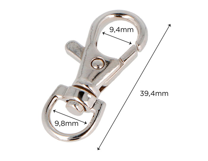 Innspiro Mosquetón Anilla D Zamak Níquel 9,8mm (5 unidades)
