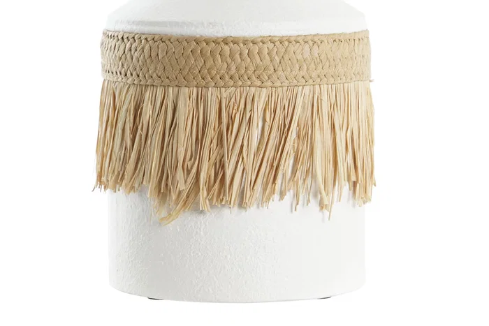 DKD Home Decor Jarrón Metal y Fibra Blanco y Natural 20x16x40 cm DKD Home Decor Jarrón Metal y Fibra Blanco y Natural 20x16x40 cm