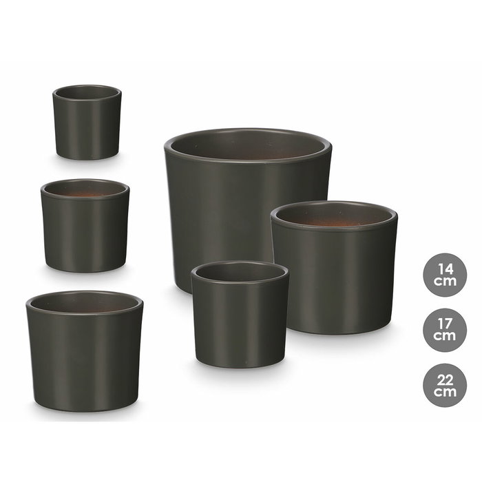 Ibergarden Set de 3 Macetas Cilindro Antracita Mate Ibergarden Set de 3 Macetas Cilindro Antracita Mate