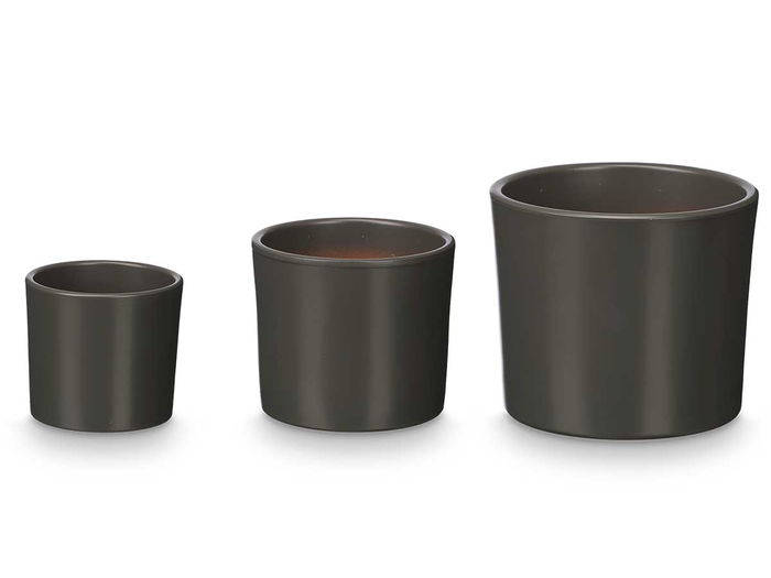 Ibergarden Set 3 Macetas Cilindro 14 cm, 17 cm, 22 cm Antracita Mate Arcilla Ibergarden Set 3 Macetas Cilindro 14 cm, 17 cm, 22 cm Antracita Mate Arcilla