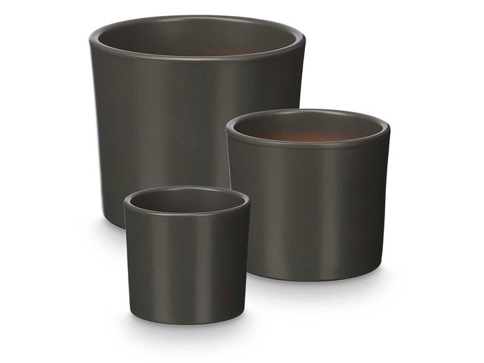 Ibergarden Set 3 Macetas Cilindro 14 cm, 17 cm, 22 cm Antracita Mate Arcilla Ibergarden Set 3 Macetas Cilindro 14 cm, 17 cm, 22 cm Antracita Mate Arcilla