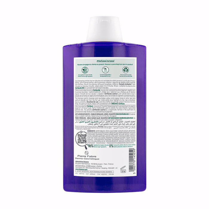 Klorane Champú Antiamarilleo Cabello Gris y Rubio Bio 400 ml