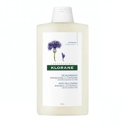 Klorane Champú Centaurea BIO Antiamarilleo para Cabello Gris y Rubio 400 ml