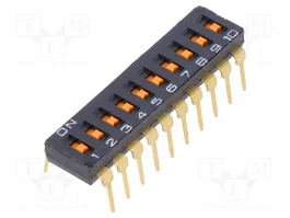 Aratas DIP-SWITCH de 10 secciones, ON-OFF, THT