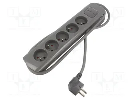 Qoltec Regleta de alimentación de 5 tomas, 1,8m, Gris