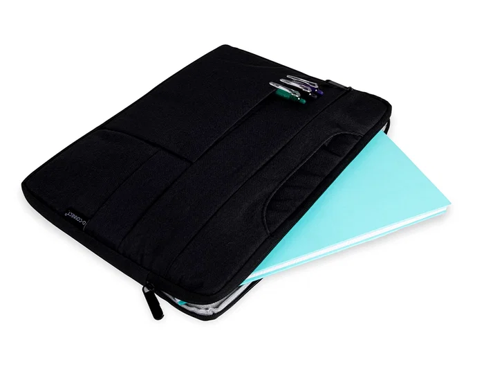 Q-connect Funda para portátil 15,6" con Asas Retráctiles, Cremallera, 3 Bolsillos Exteriores, Negro