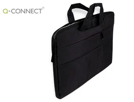 Q-connect Funda para portátil 15,6" con Asas Retráctiles, Cremallera, 3 Bolsillos Exteriores, Negro