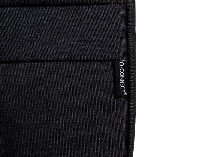 Q-connect Funda para portátil 15,6" con Asas Retráctiles, Cremallera, 3 Bolsillos Exteriores, Negro