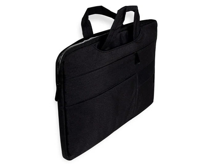 Q-connect Funda para portátil 15,6" con Asas Retráctiles, Cremallera, 3 Bolsillos Exteriores, Negro