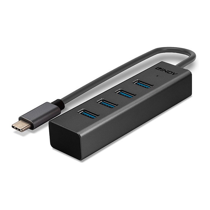 Lindy Hub USB 3.2 Gen 1 de 4 Puertos Tipo A a Tipo C, Gris Lindy Hub USB 3.2 Gen 1 de 4 Puertos Tipo A a Tipo C, Gris