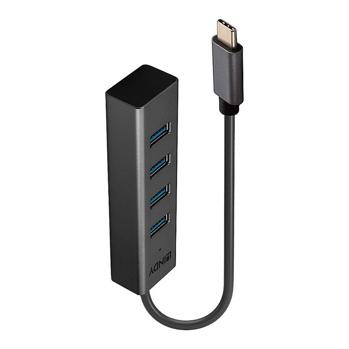 Lindy Hub USB 3.2 Gen 1 de 4 Puertos Tipo A a Tipo C, Gris Lindy Hub USB 3.2 Gen 1 de 4 Puertos Tipo A a Tipo C, Gris