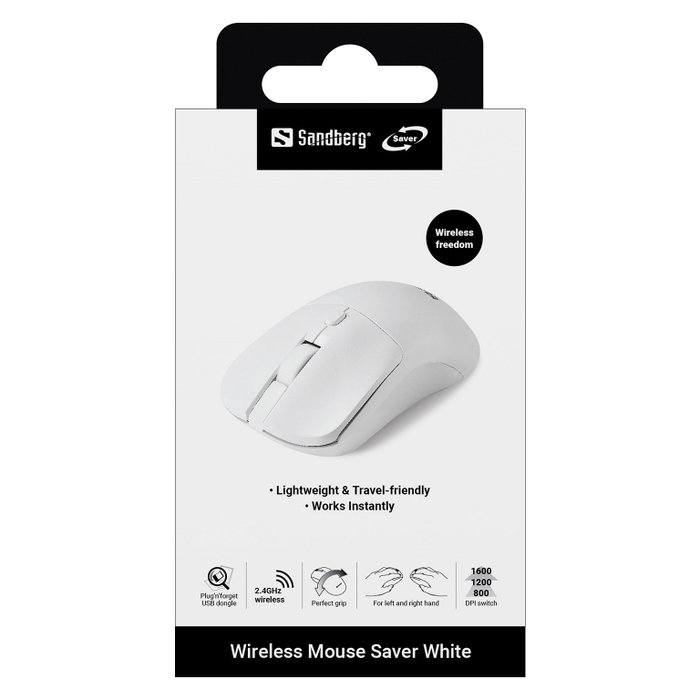 SANDBERG Wireless Mouse Saver Blanco