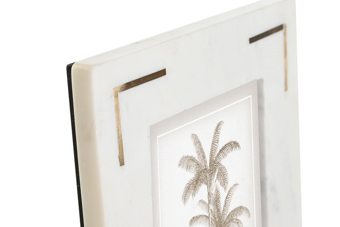 DKD Home Decor Marco de Fotos de Mármol y Latón 10x15 Natural Blanco y Dorado