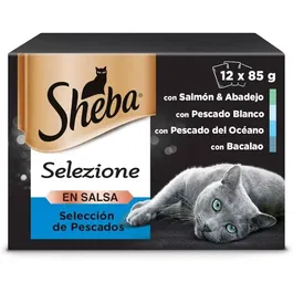 Sheba Multipack Delicatezze Comida Húmeda para Gatos en Salsa de Pescado, 4 Cajas x 12 Sobres x 85g
