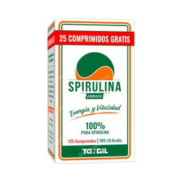 TONGIL Spirulina 125 Comprimidos - Alga 100% Pura, Complemento Alimenticio para Energía y Vitalidad, Vegano, Sin Gluten