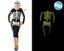 Disfraz de Halloween para Mujer: Vestido Ajustado Con Esqueleto Anatómico Que Brilla en la Oscuridad, Negro, Tallas XS-S, Novedad 2025