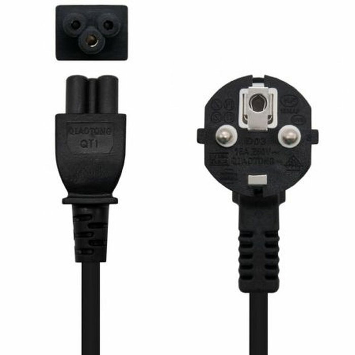 Nanocable Cable de Alimentación Trébol CEE7 Acodado a C5, 2 m, Negro