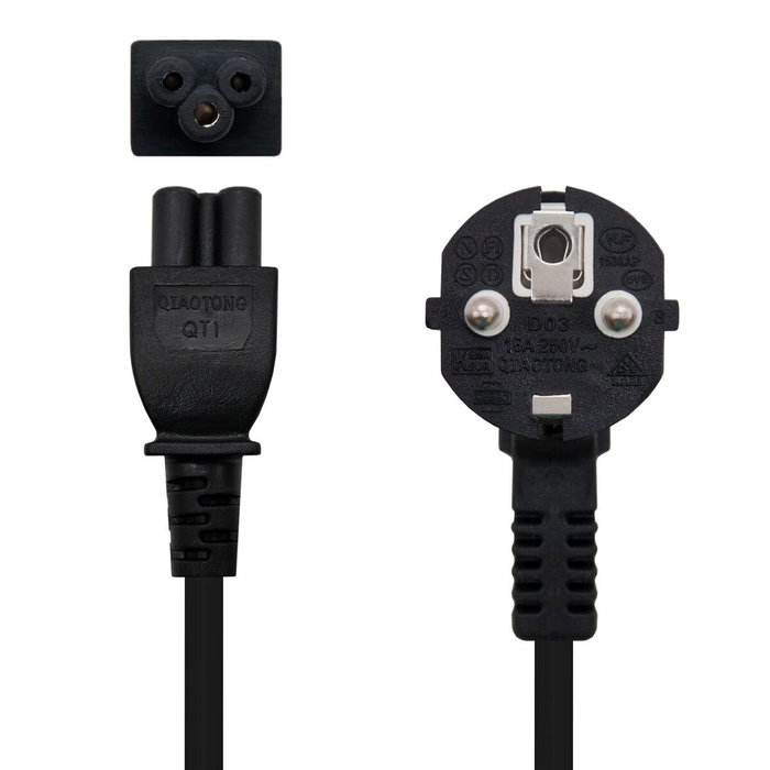 Nanocable Cable de Alimentación Trébol CEE7 Acodado a C5, 2 m, Negro