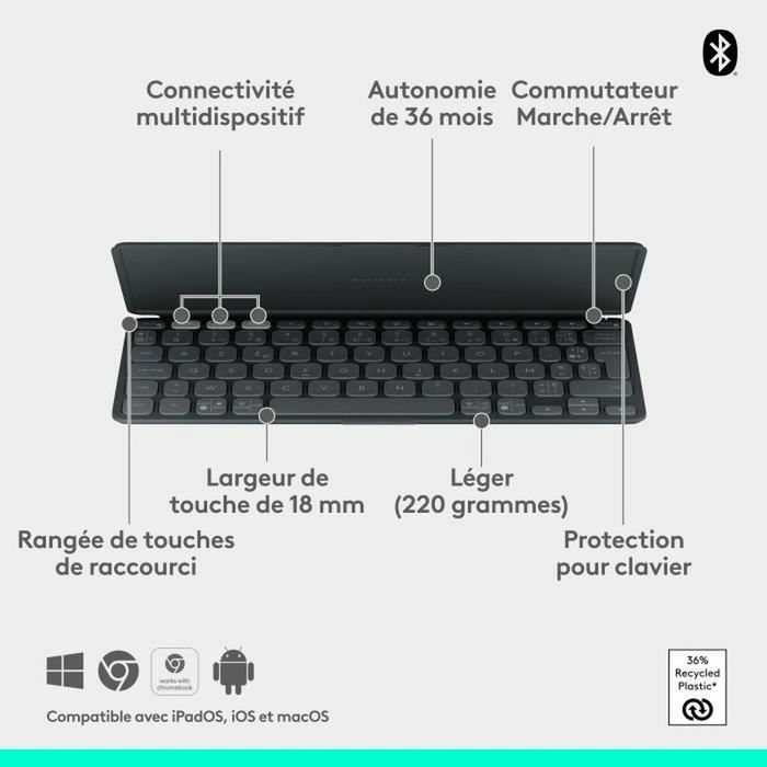 Funda para Tablet y Teclado Logitech Keys-to-Go 2 Gris Graphite Funda para Tablet y Teclado Logitech Keys-to-Go 2 Gris Graphite