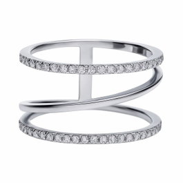 Diamonfire Anillo de Plata de Ley con Circonita Gris Talla 17