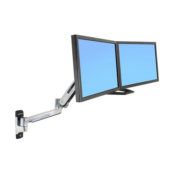 Ergotron LX HD Brazo de Montaje en Pared para Pantalla de 116.8 cm (46"), Soporte Sit-Stand, 13.6 kg, Plata, Giro 360°, Inclinación 80°
