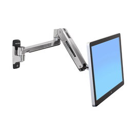 Ergotron LX HD Brazo de Montaje en Pared para Pantalla de 116.8 cm (46"), Soporte Sit-Stand, 13.6 kg, Plata, Giro 360°, Inclinación 80°