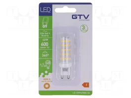 GTV Poland Lámpara LED G9 Blanco Caliente 3000K 600lm