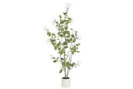 DKD Home Decor Planta Artificial Hibisco Verde Blanco 60x60x160 cm 2 Unidades