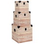 Home Deco Factory Juego de 3 Cajas Cuadradas de Madera Decorativas Rústicas con Asas, Grande 30x30x30 cm, Mediana 25x25x25 cm, Pequeña 20x20x20 cm