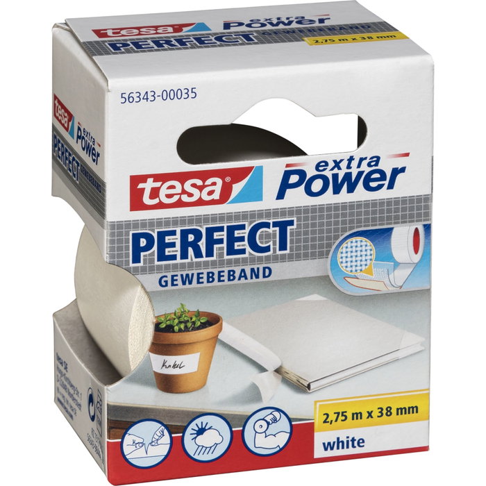 Tesa Cinta Adhesiva de Tela Extra Power Blanco 2,75 m x 38 mm Tesa Cinta Adhesiva de Tela Extra Power Blanco 2,75 m x 38 mm