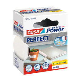 Tesa Cinta de Tejido extra Power Perfect 2,75 m x 38 mm Blanco