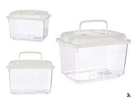 Mascow Pecera Mediana 24x17 cm Blanca Transparente con Asa 3 L (Set de 12)