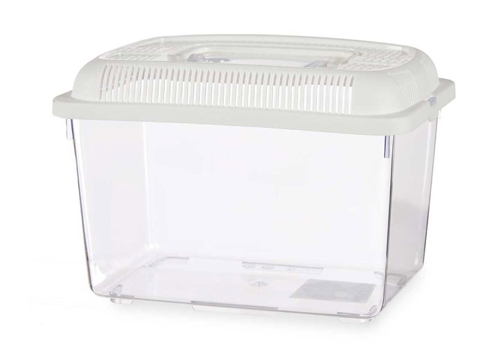 Mascow Pecera Mediana 24x17 cm Blanca Transparente con Asa 3 L (Set de 12)