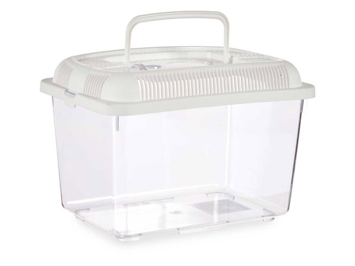 Mascow Pecera Mediana 24x17 cm Blanca Transparente con Asa 3 L (Set de 12)