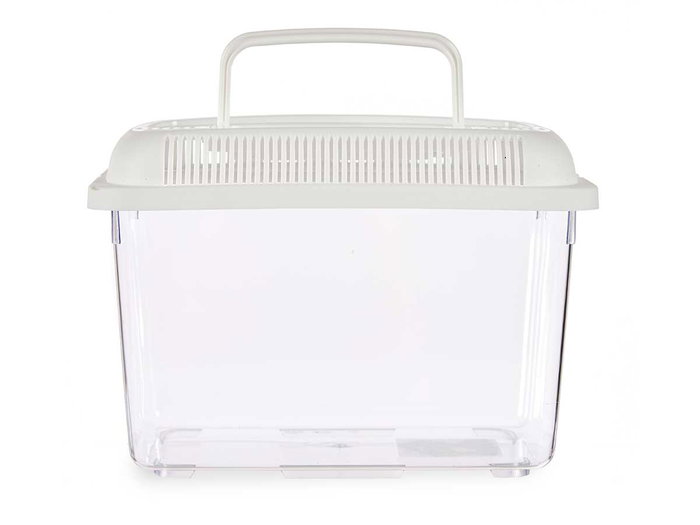 Mascow Pecera Mediana 24x17 cm Blanca Transparente con Asa 3 L (Set de 12)