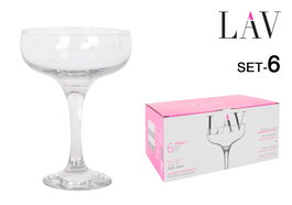 Lav Set de 6 Copas de Champán o Espumoso Misket, Capacidad 235 cc (30,2 cm Largo x 20,3 cm Ancho x 14,4 cm Alto) (4 Cajas)