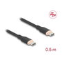 DeLOCK Cable USB 2.0 USB Type-C a USB Type-C PD 3.0 60 W 0,5 m Negro Silicona