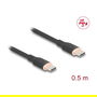 DeLOCK 81237 Cable USB 2.0 Tipo-C a Tipo-C Macho/Macho con Carga Rápida PD 3.0 60W, 0.5m, Negro