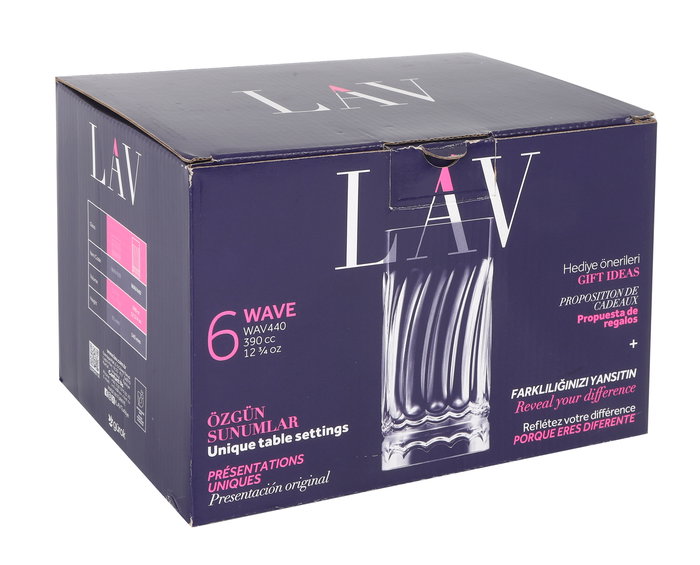 LAV Set 6 Vasos Largos 390Cc Wave (4 Cajas)