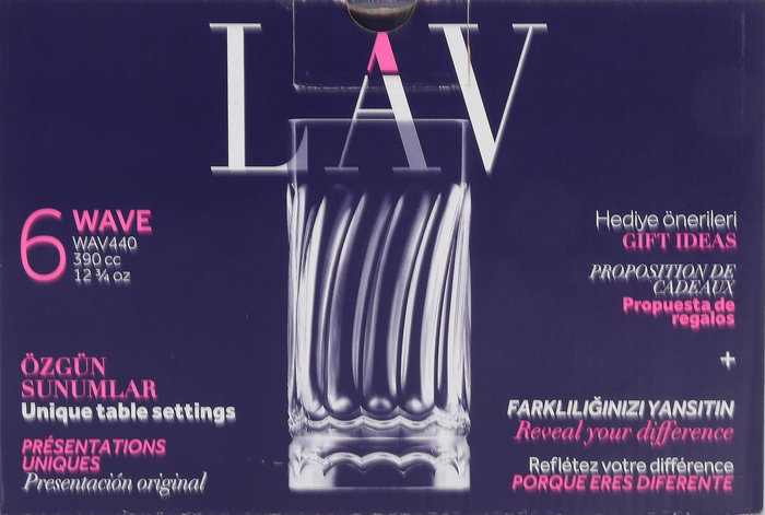 LAV Set 6 Vasos Largos 390Cc Wave (4 Cajas)