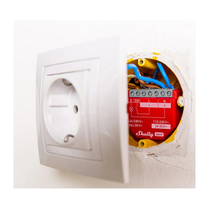 Shelly 1PM Gen4 Interruptor Inteligente Unterputz 1 Kanal con Medición, Relé 16A, WLAN Zigbee Bluetooth Matter para Montaje en Pared