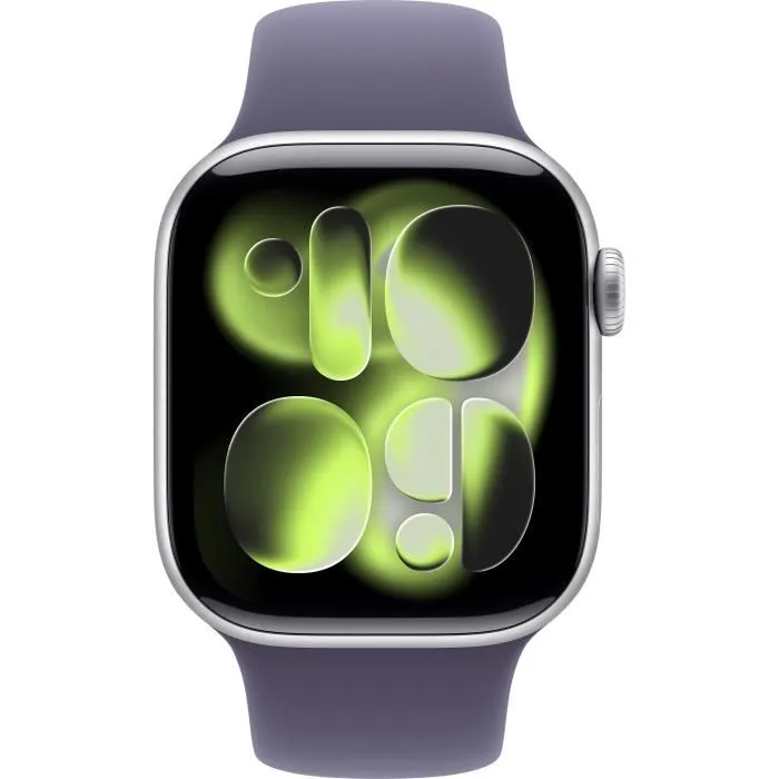 Apple Watch Series 11 GPS 42mm Caja Aluminio Plateada Correa Deportiva Morado Niebla S/M MEU64ZRA