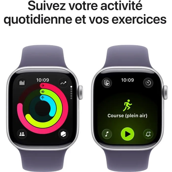 Apple Watch Series 11 GPS 42mm Caja Aluminio Plateada Correa Deportiva Morado Niebla S/M MEU64ZRA