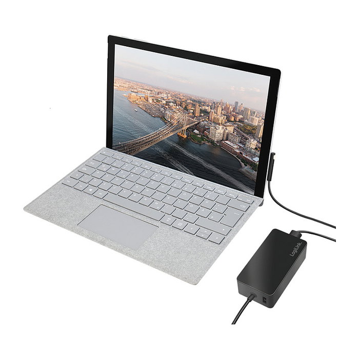 LogiLink Fuente de alimentación para Surface Book, 65W, con puerto USB, negro