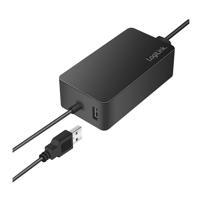 LogiLink Fuente de alimentación para Surface Book, 65W, con puerto USB, negro