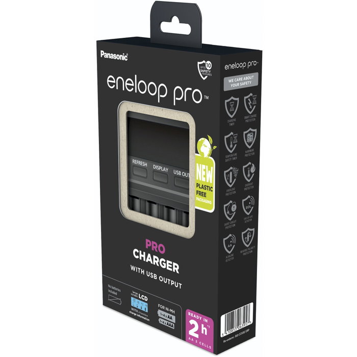 Panasonic eneloop LCD PRO BQ-CC65E Cargador Universal Smart para 4x AA/AAA Negro Panasonic eneloop LCD PRO BQ-CC65E Cargador Universal Smart para 4x AA/AAA Negro