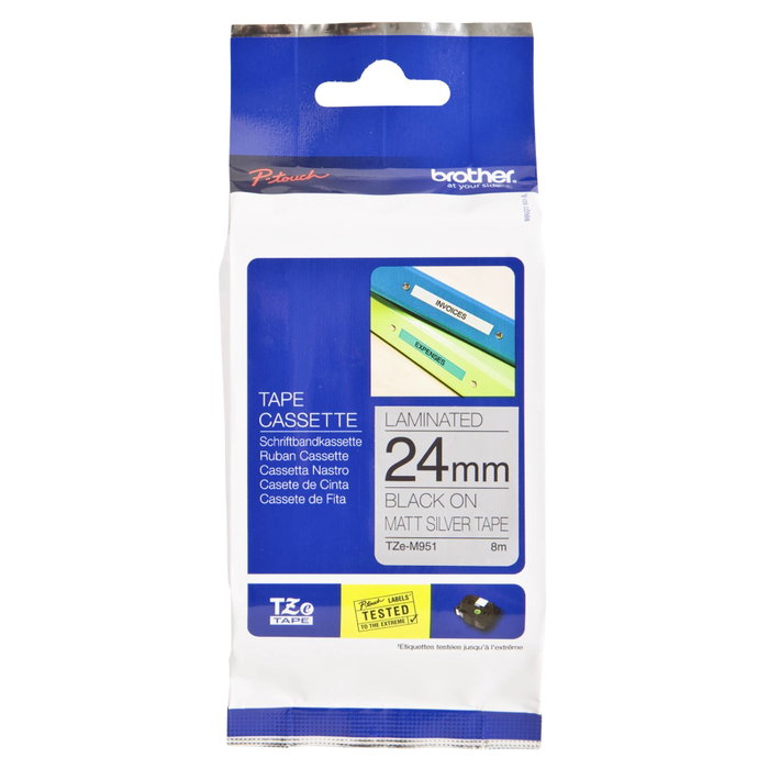 Brother TZe-M951 Cinta Laminada Plata y Negro 24 mm Brother TZe-M951 Cinta Laminada Plata y Negro 24 mm