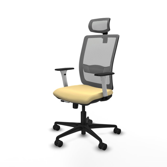 PIQUERAS Y CRESPO Silla de oficina Haches con mecanismo Sincro/Traslack, Crema y Gris
